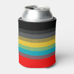 Red Blue Yellow Black Grey Abstract Unique Pattern Can Cooler