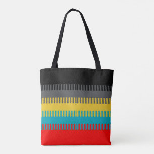 Red Blue Yellow Black Grey Abstract Unique Pattern Tote Bag