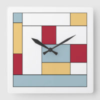 Red Blue Yellow Colour Block Mid Century Squares