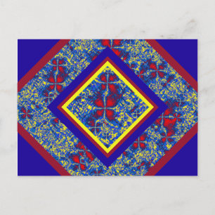 Red, Blue, & Yellow Fractal Turbulence Postcard