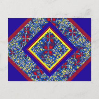 Red, Blue, & Yellow Fractal Turbulence Postcard