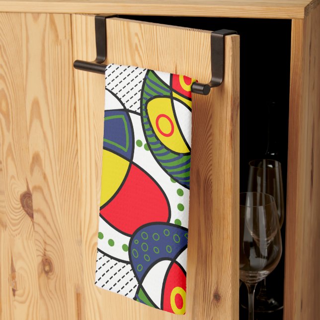 Red Blue Yellow Green Beach Ball Tea Towel (Thirds Fold)