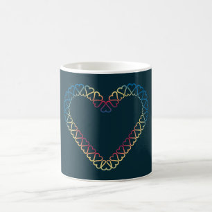 red blue yellow hearts on mug