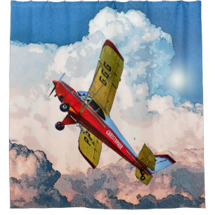 Red Blue Yellow Personal Aircraft With Your Name Shower Curtain