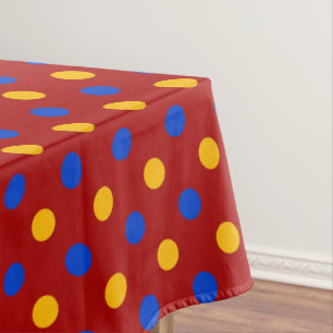 Red Blue Yellow Polka Dots Design Tablecloth