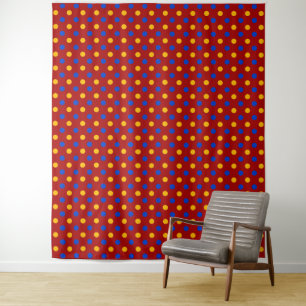 Red Blue Yellow Polka Dots Design Tapestry
