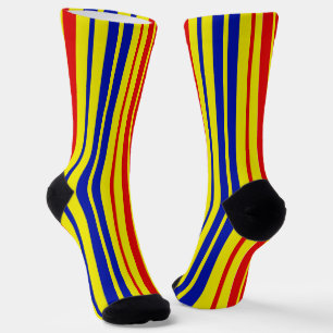 Red Blue Yellow Stripes Pattern Design  Socks