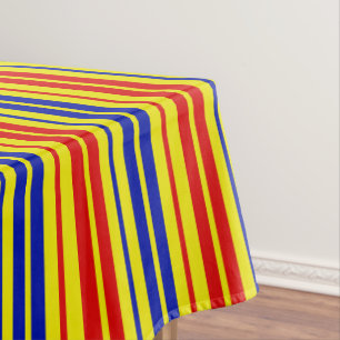 Red Blue Yellow Stripes Pattern Design Tablecloth