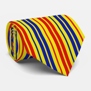 Red Blue Yellow Stripes Pattern Design Tie