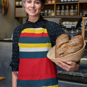 Red Blue Yellow Uniform Stripes Apron