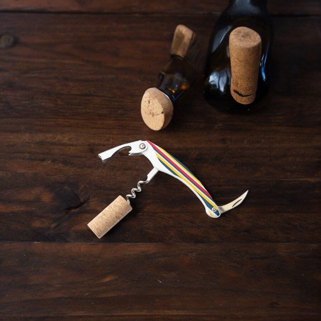 Red Blue Yellow Uniform Stripes Corkscrew ( Corkscrew Bottle Opener)