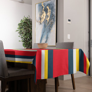 Red Blue Yellow Uniform Stripes Tablecloth