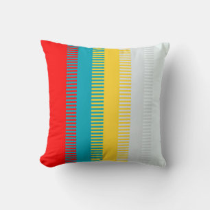 Red Blue Yellow White Grey Abstract Unique Pattern Cushion