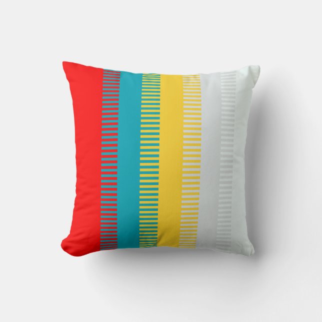 Red Blue Yellow White Grey Abstract Unique Pattern Cushion (Front)