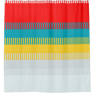 Red Blue Yellow White Grey Abstract Unique Pattern Shower Curtain