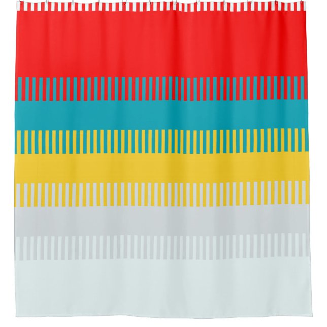 Red Blue Yellow White Grey Abstract Unique Pattern Shower Curtain (Front)