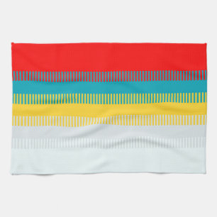 Red Blue Yellow White Grey Abstract Unique Pattern Tea Towel