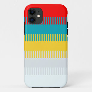 Red Blue Yellow White Grey Chic Unique Pattern iPhone 11 Case