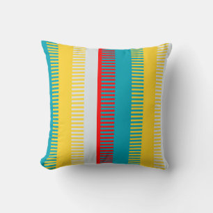 Red Blue Yellow White Grey Chic Unique Pattern Cushion