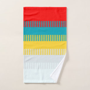 Red Blue Yellow White Grey Chic Unique Pattern Hand Towel