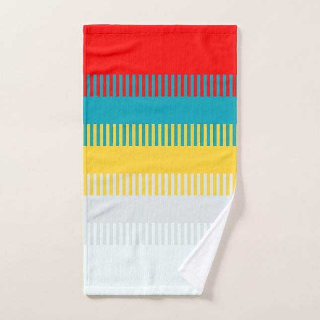 Red Blue Yellow White Grey Chic Unique Pattern Hand Towel (Hand Towel)