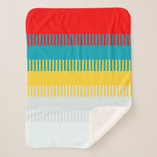 Red Blue Yellow White Grey Chic Unique Pattern Sherpa Blanket