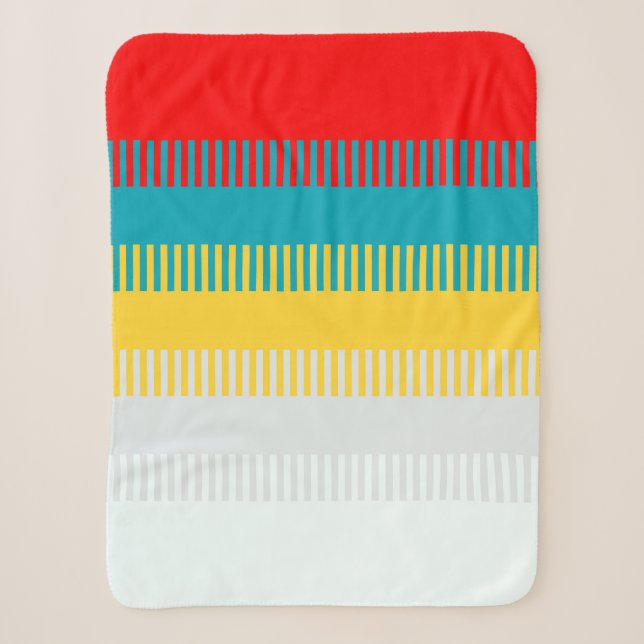 Red Blue Yellow White Grey Chic Unique Pattern Sherpa Blanket (Front)