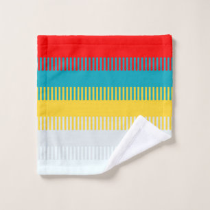 Red Blue Yellow White Grey Chic Unique Pattern Wash Cloth
