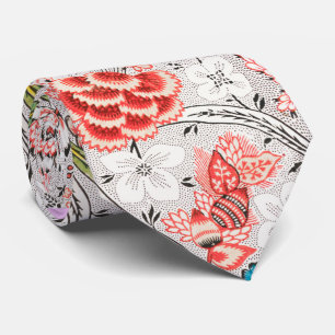 RED BLUE YELLOW WILD FLOWERS TULIPS,LEAVES FLORAL TIE