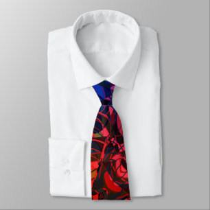 Red, Blues Colorful Abstract Tie