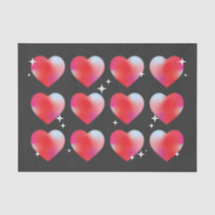 Red blur hearts and stars in black background tissue paper
