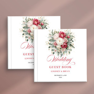 Red Blush Floral Boho Wedding Guest Book Poster