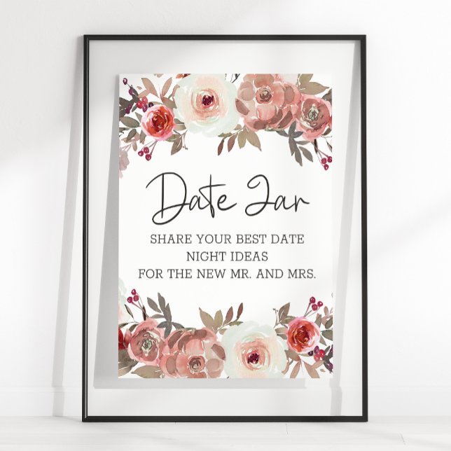 Red Blush Floral Roses Date Night Poster (Creator Uploaded)