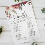 Red Blush Floral Roses Game Whats In Your Purse Flyer<br><div class="desc">What's In Your Purse bridal shower game.  Watercolor Red and Blush Floral. Matching items to complete your event collection are available in our Zazzle store!</div>