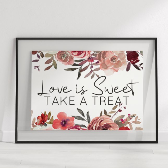 Red Blush Floral Roses Love Is Sweet Favour Poster (Creator Uploaded)