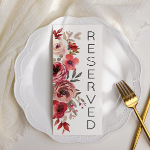 Red Blush Floral Roses Reserved Seating Menu