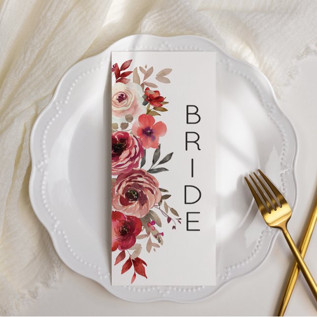 Red Blush Floral Roses Reserved Seating Menu (Creator Uploaded)