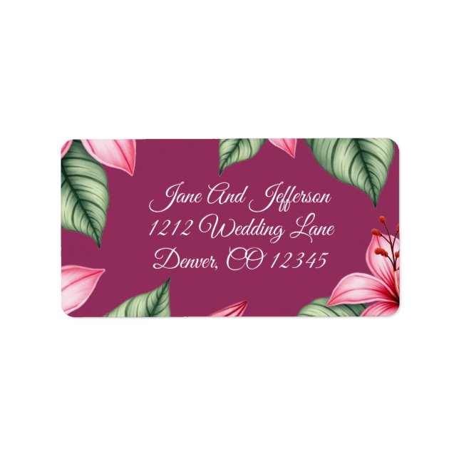 Red Blush Pink Floral Label (Front)