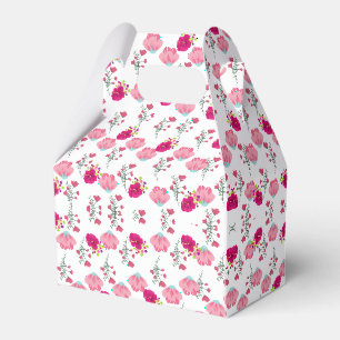 Red & Blush Pink Symmetrical Floral Garden Pattern Favour Box