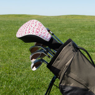 Red & Blush Pink Symmetrical Floral Garden Pattern Golf Head Cover
