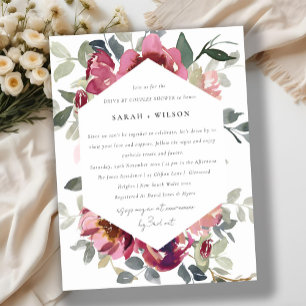 RED BLUSH ROSE FLORAL DRIVE BY COUPLES SHOWER POSTCARD