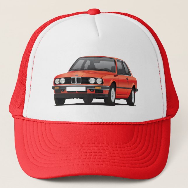 Red BMW 3 series (E30) Trucker Hat (Front)