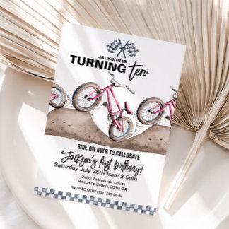 Red BMX birthday invitation, Any age, Dirt bike Invitation