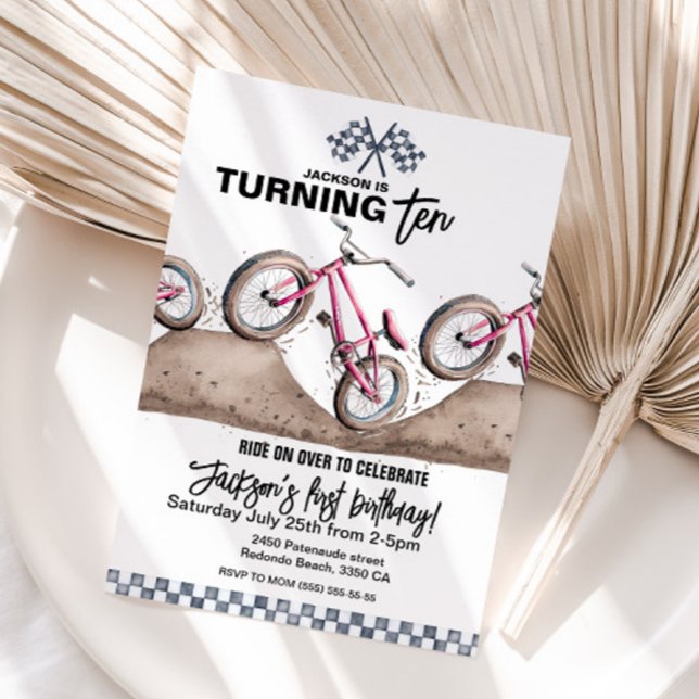 Red BMX birthday invitation, Any age, Dirt bike Invitation (Red BMX birthday invitation, dirt bike party, any age)