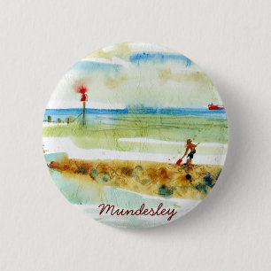 Red Boat in Mundesley, Norfolk 6 Cm Round Badge