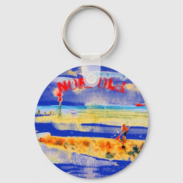 Red Boat in Mundesley, Norfolk Key Ring (Front)