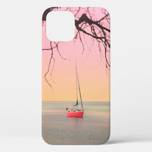 RED BOAT ON BEACH DURING SUNSET Case-Mate iPhone CASE (Back)