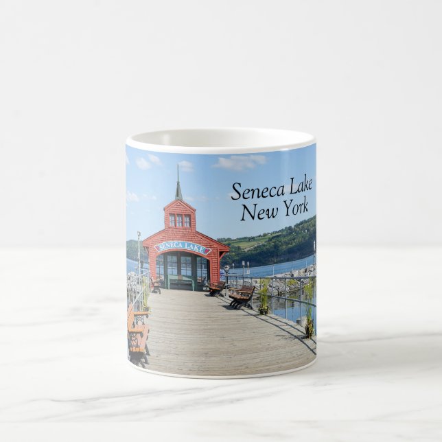 Red boathouse on Seneca Lake Coffee Mug (Center)
