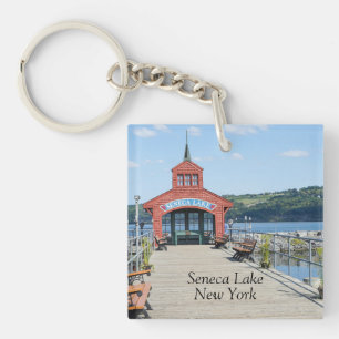Red boathouse on Seneca Lake Key Ring