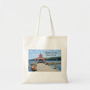 Red boathouse on Seneca Lake Tote Bag